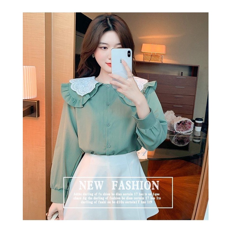 Áo Sơ Mi Chiffon Tay Dài Cổ Búp Bê Phong Cách Thời Trang Phương Tây Dành Cho Nữ