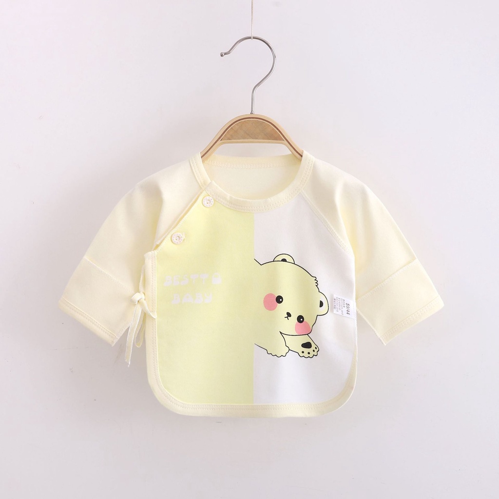 Áo dài cho bé trai bé gái sơ sinh dáng lửng kiểu nhà sư hàng xuất cao cấp 100% cotton nguyên chất _ A01