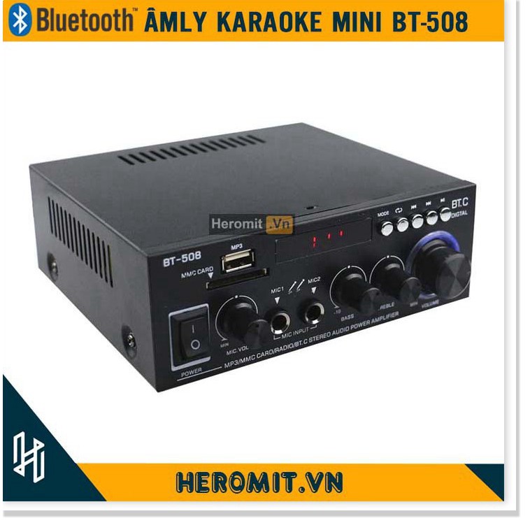 Âm Ly Bluetooth Karaoke Mini ❣️CHÍNH HÃNG❣️ Amly 12V 220V Đánh Chim Đêm