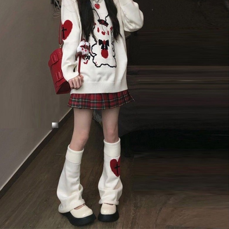 Youyo Vớ Dệt Kim Giữ Ấm Chân Hình Trái Tim / Bộ Xương Phong Cách Gothic Punk Halloween Cho Nữ