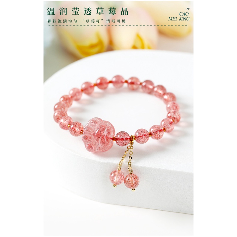 [Hàng Mới Về] Vòng Tay Mặt Hình Móng Vuốt Mèo Đính Đá Pha Lê Hồng Thiết Kế Thời Trang Cho Nữ