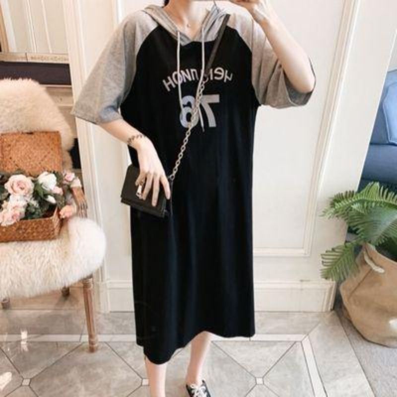 Áo Thun Dáng Rộng Có Mũ Trùm Phong Cách Phương Tây Thời Trang Mùa Hè Cỡ Lớn Cho Nữ