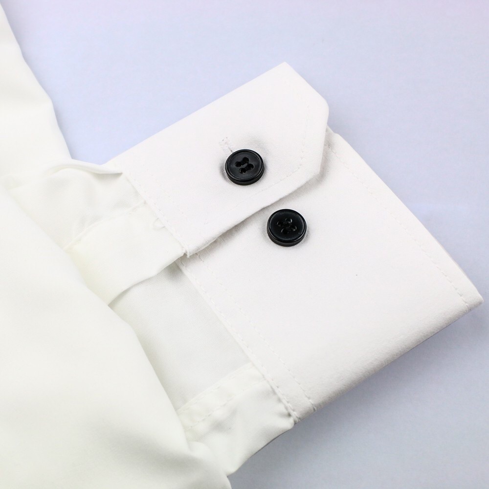 Áo sơ mi nam Trắng cúc Đen Vải lụa Thái lan, Sơ mi nam màu trắng Cúc Đen dáng ôm Body hàn quốc | BigBuy360 - bigbuy360.vn