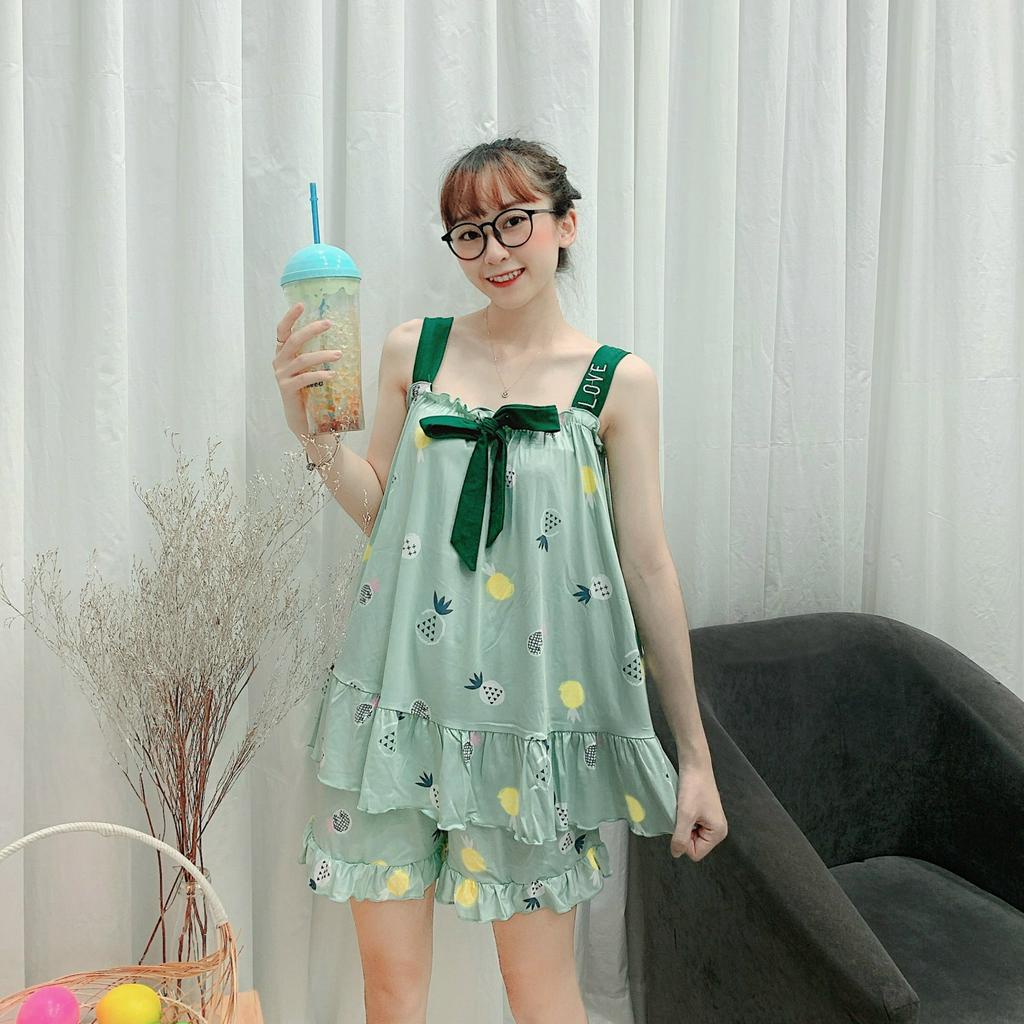 Đồ bộ nữ mặc nhà - ( Bộ Đùi 2 Dây ) - thời trang mới nhất - Chất liệu Cotton cao cấp