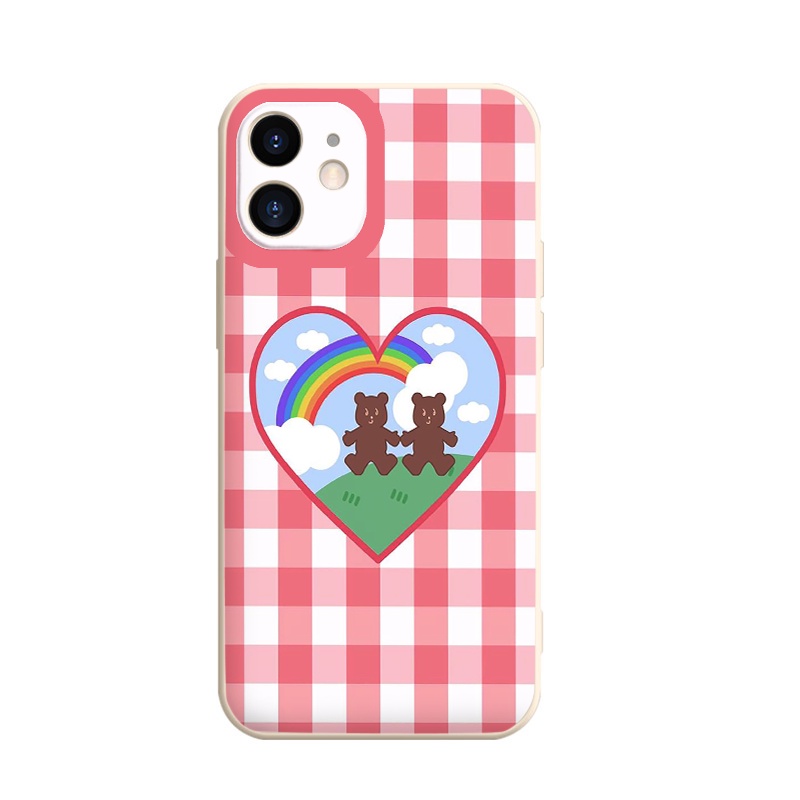 Ốp lưng iphone gấu rainbow iPhone Case for 6/6plus/6s/6splus/7/7plus/8/8plus/x/xr/xs/11/12/13/pro/max/plus vuông cạnh