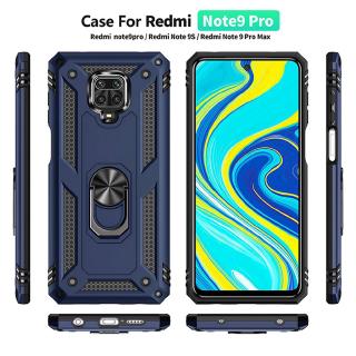 Ốp điện thoại PC cứng có giá đỡ dạng nhẫn chống sốc cho Xiaomi Redmi Note 9S/9 Pro Max