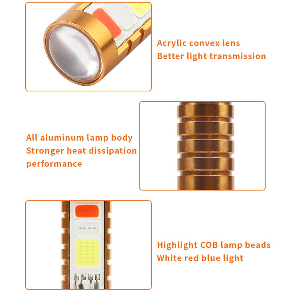 1 Đèn Pha Xe Máy H4 P15D Ba20D Cob Led 3 Màu Siêu Sáng Drl Atv Utv 9-80v