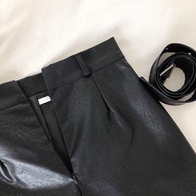 Chân Váy Da Kèm  Đai Cá Tính Phong Cách Ulzzang