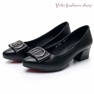 [Hình thật] M21 Giày cao gót nữ da lì đế 4cm siêu mềm êm chân