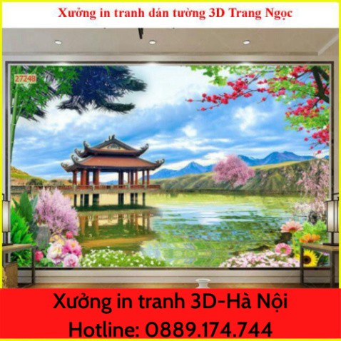 [Giá tại xưởng] Tranh dán tường phòng khách sơn thủy phong cảnh