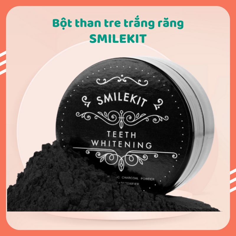 Bột than tre trắng răng SMILEKIT TEETH WHITENING, trắng răng tự nhiên, sử dụng hàng ngày