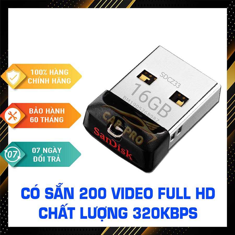 Usb nhạc xe ô tô💖FREESHIP💖Usb ô tô sẵn 200 video full HD - Usb 16GB chuẩn nhạc 320bit