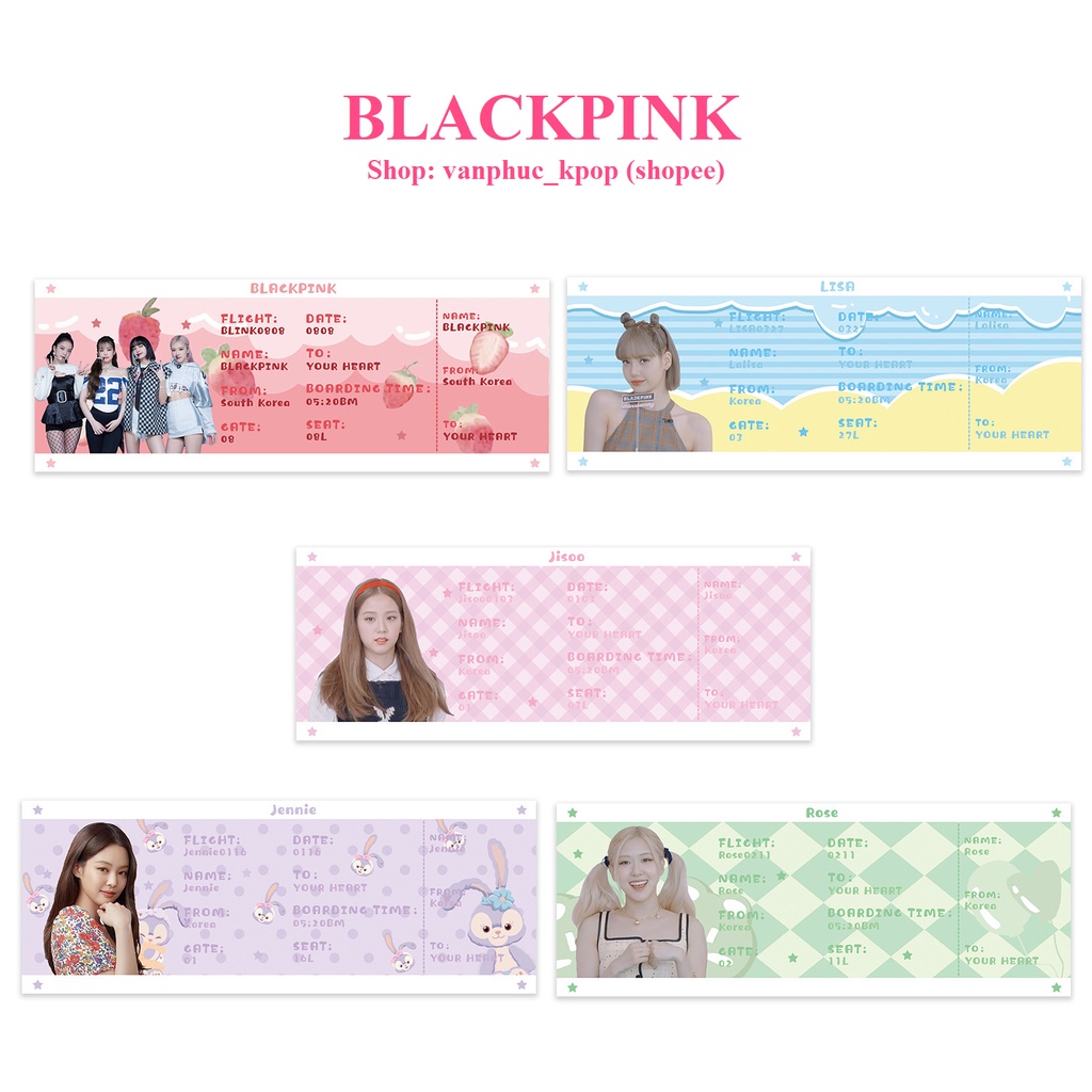 BLACKPINK | Vé máy bay / Boarding pass Lisa Jennie Rose Jisoo