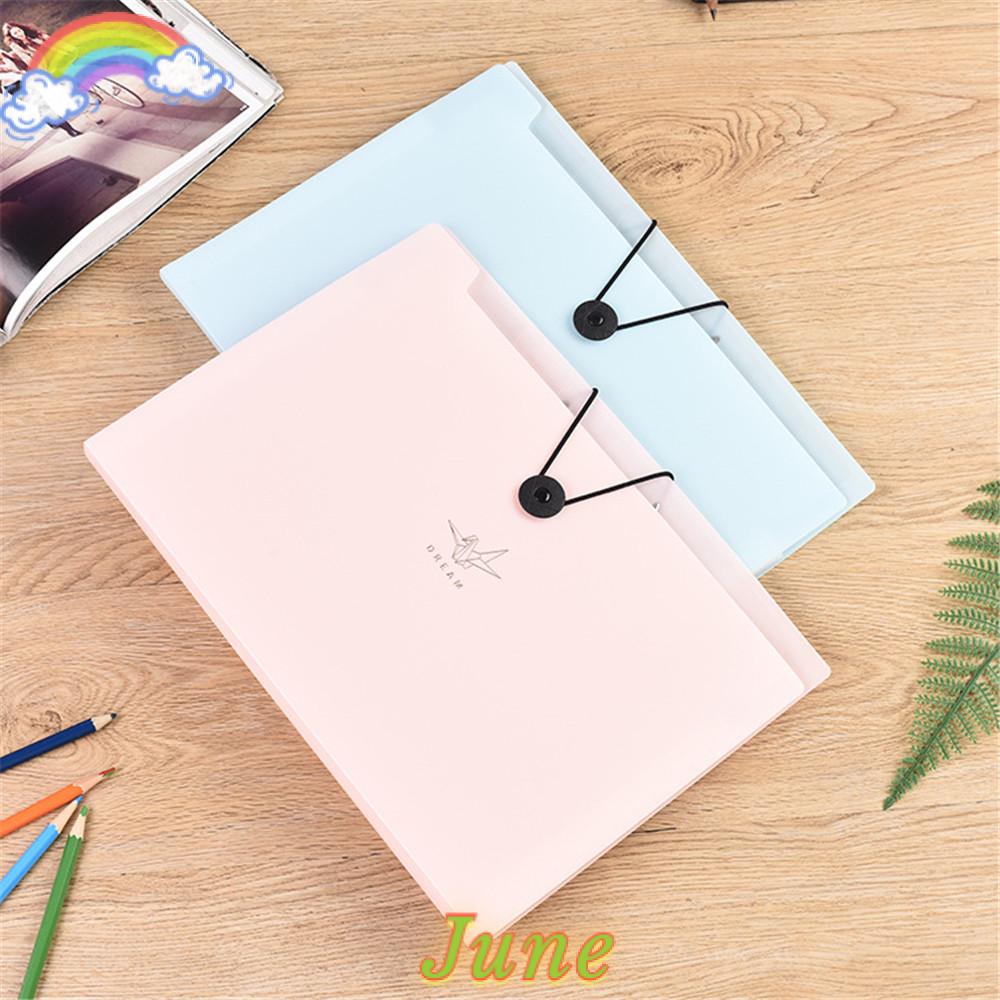 JUNE Expanding Document Holder Accordion File Classify Filing Box Storage Pockets Office Supplies with Button Bag Paper Organizer Self Standing Briefcase/Multicolor