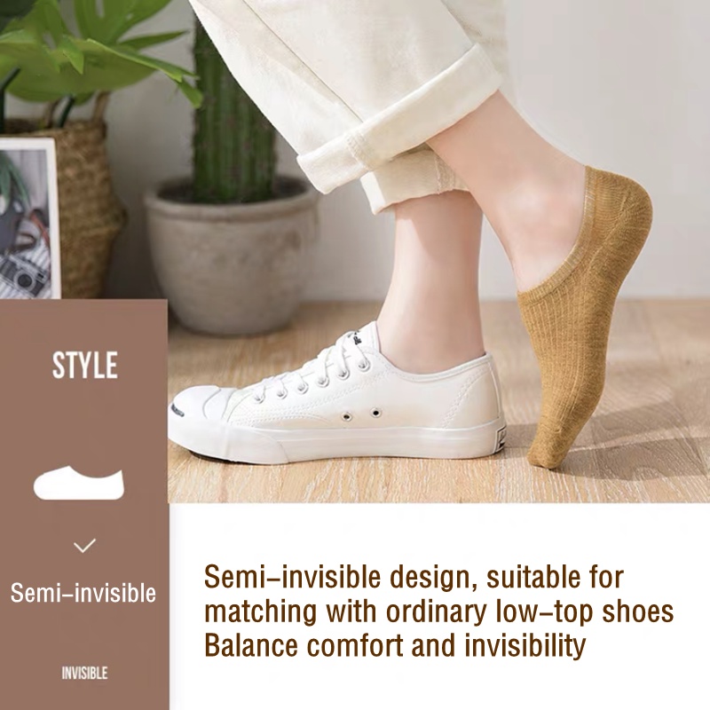 Vớ Cổ Thuyền Silicone Chống Trượt Màu Trắng Thời Trang Mùa Hè Cho Nữ