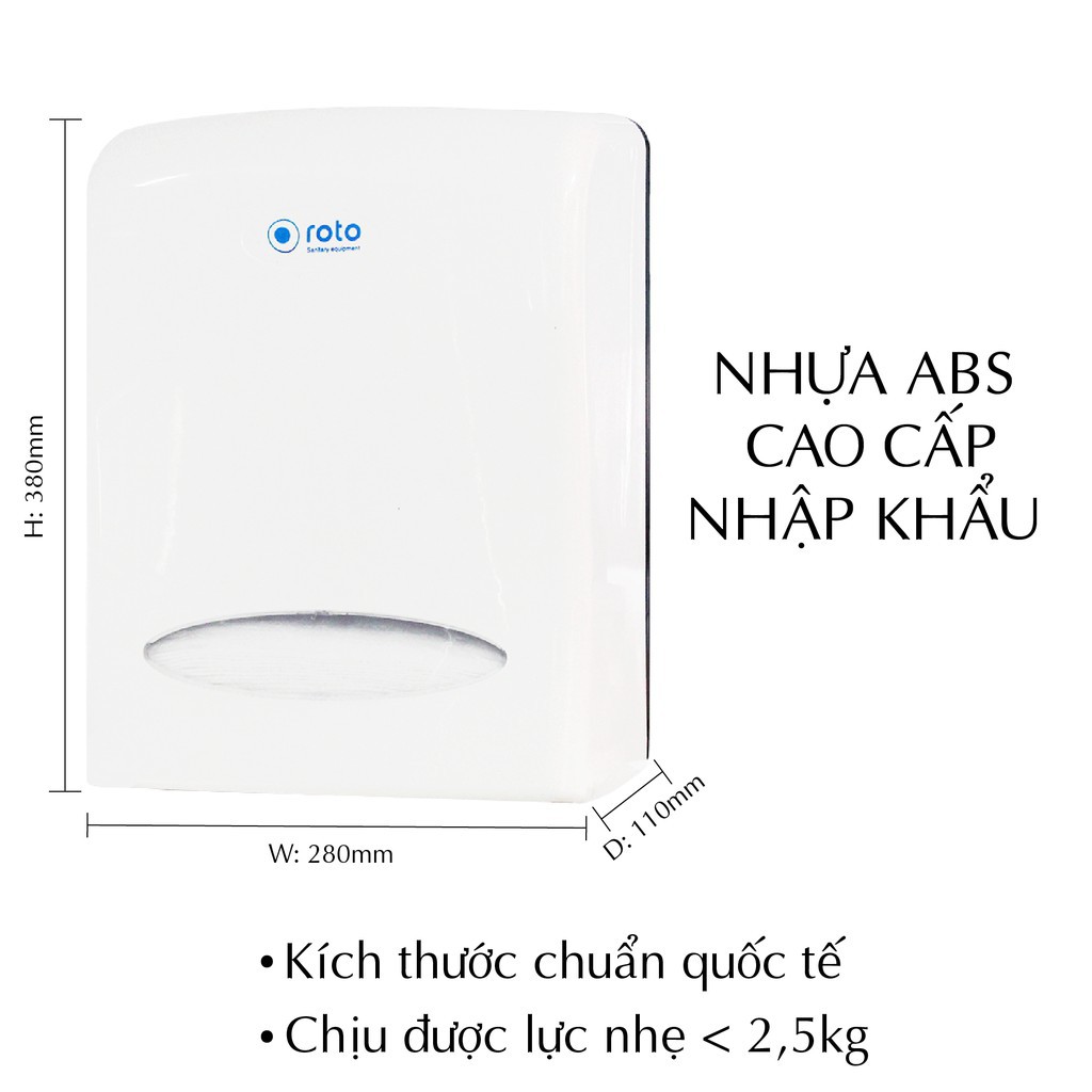 Hộp đựng giấy vệ sinh cuộn lớn / Hộp đựng khăn giấy lau tay napskin, Hộp nhựa ABS cao cấp Roto