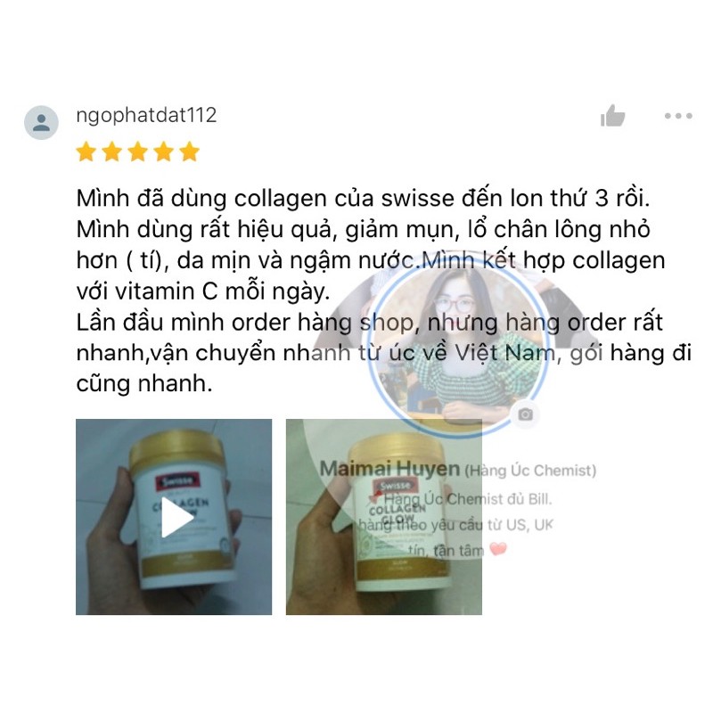 (Đủ Bill + Tem chemist) Viên uống đẹp da căng bóng mịn Collagen Glow Swisse | BigBuy360 - bigbuy360.vn