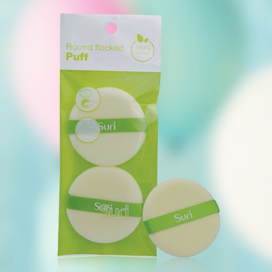 Bông phấn khô tròn siêu mịn Suri Round Flocked Puff Hàn Quốc (2 x miếng)