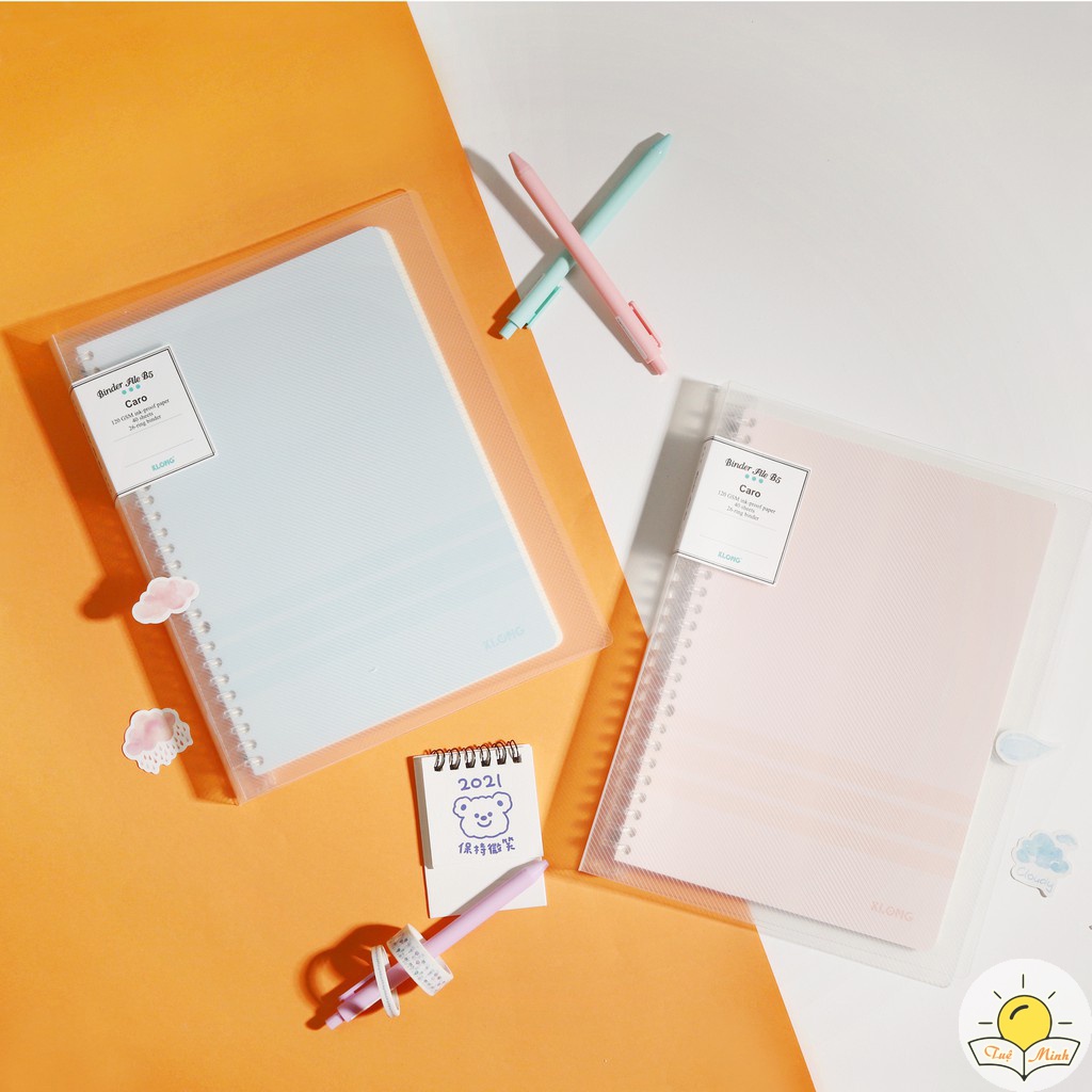 Sổ còng Caro 40 tờ B5 MS 544 Bìa trong suốt Klong, sổ bullet journal