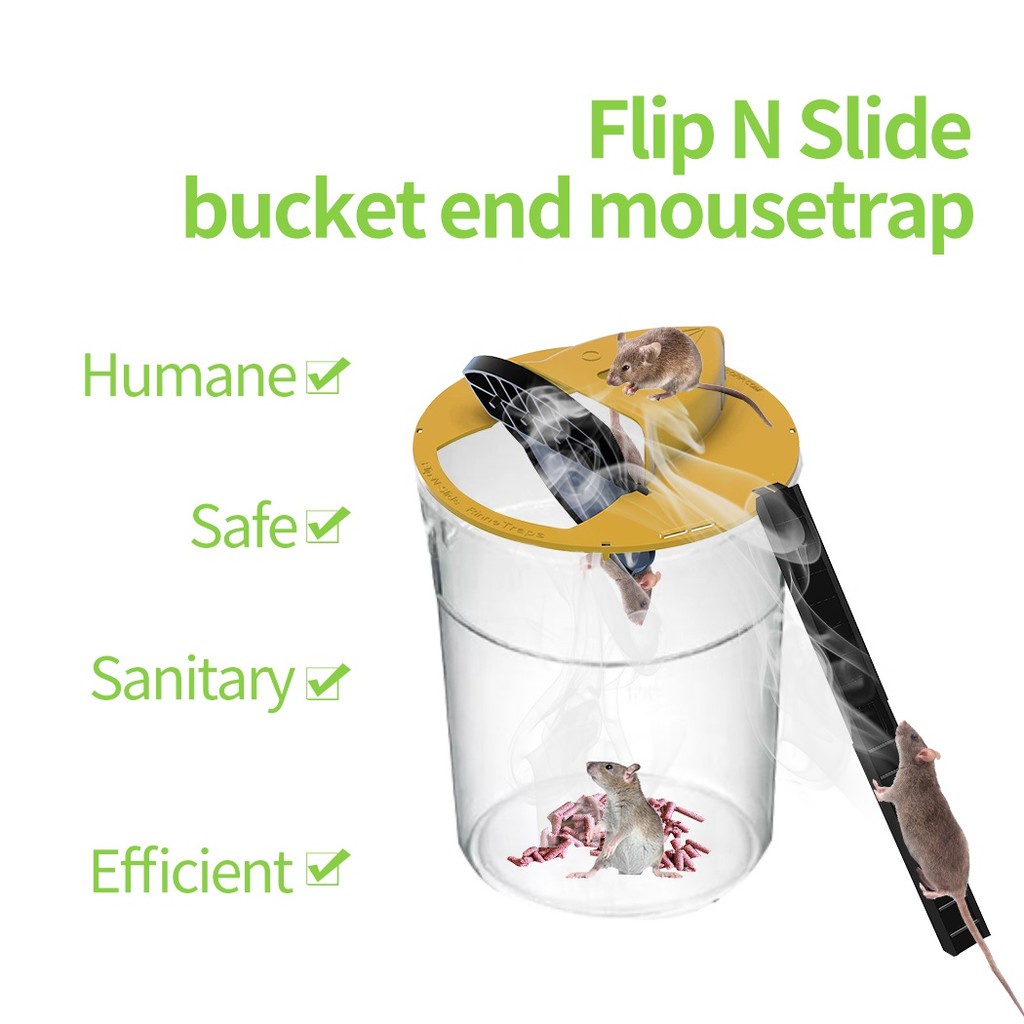 1 Pcs Auto Reset Mouse Trap Slide Bucket Lid Type Durable Rat Traps Flip Mousetrap Slide Bucket Lid Mouse Trap Multiple Plastic Smart Mouse Trap Humane or Lethal Trap Door Style Multi Catch