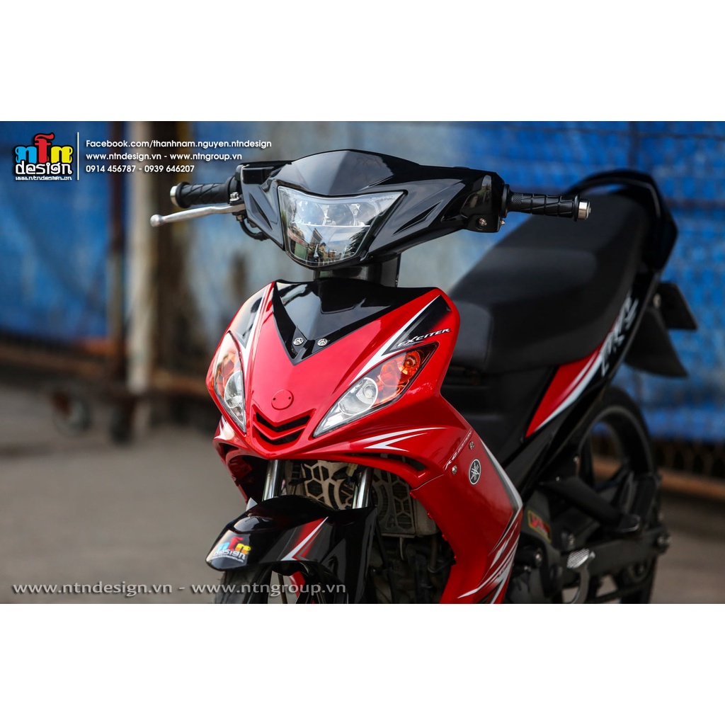 Tem Rời Dán Xe Exciter 2009 Mẫu Đen Đỏ Trắng Chữ RC Cực Chất, Hàng 3 Lớp Chất Lượng Cao