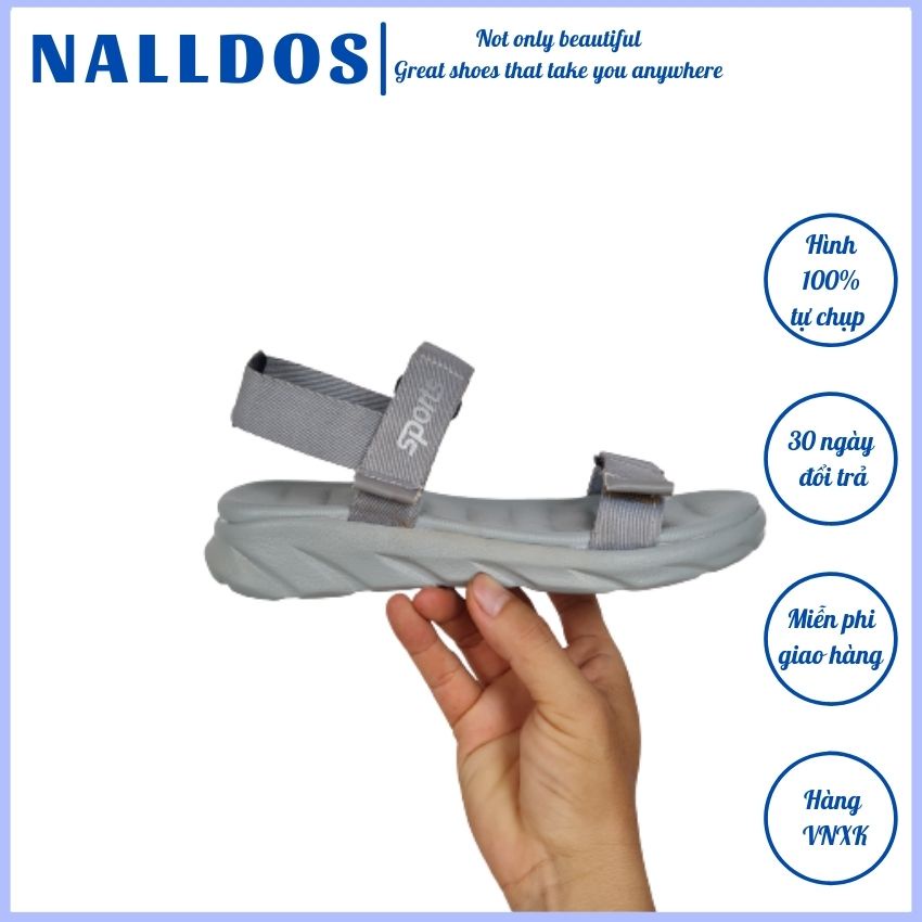 Giày nữ NALLDOS Sandal 2 quai ngang quai dù, đế PU siêu êm, nhẹ, chống trượt và rất bền 4 màu (Đen, Xám, Xanh và Hồng)