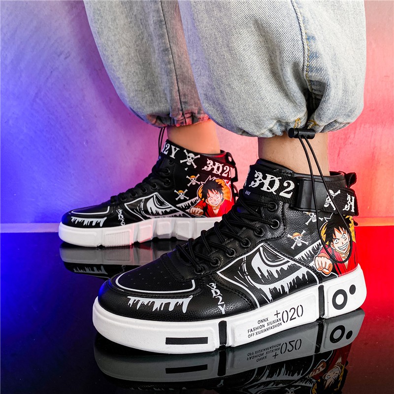 Giày Sneakers Sepatu Thiết Kế Mới In Hình Anime One Piece Luffy