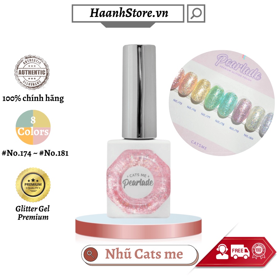 Sơn gel nhũ cao cấp Hàn quốc Cats Me gel chính hãng chọn màu Set Pearlade Collection nhũ lấp lánh [1 sản phẩm]