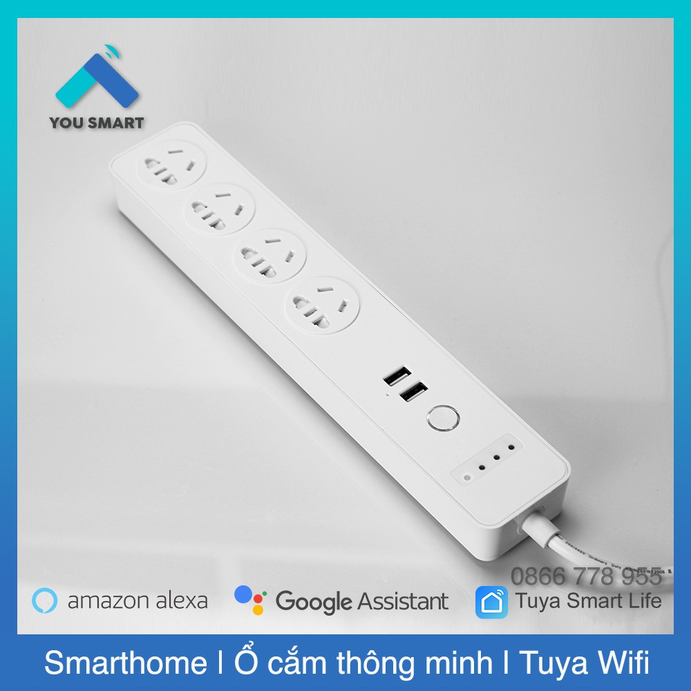 Ổ Cắm Thông Minh 4 Cổng Kéo Dài 2 Cổng USB - Tuya Smartlife