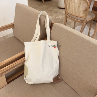 Túi vải tote tiện dụng phong cách Nhật Bản thiết kế đơn giản dễ giặt Round - T16