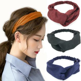 Băng Đô Cài Tóc Co Giãn Màu Trơn Cho Nữ