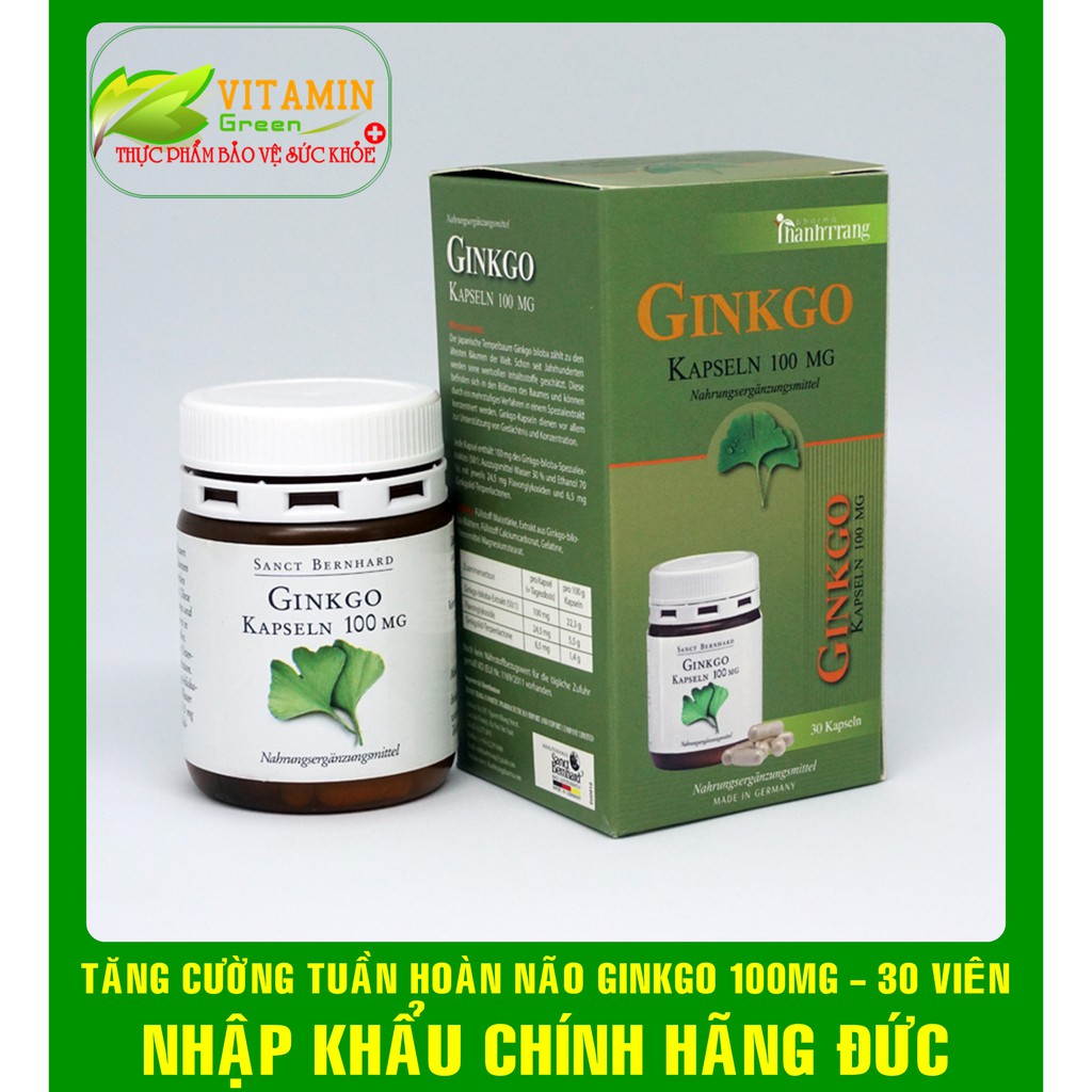 GINKGO 100MG TĂNG CƯỜNG TUẦN HOÀN NÃO 30 VIÊN | NHẬP KHẨU CHÍNH HÃNG ĐỨC