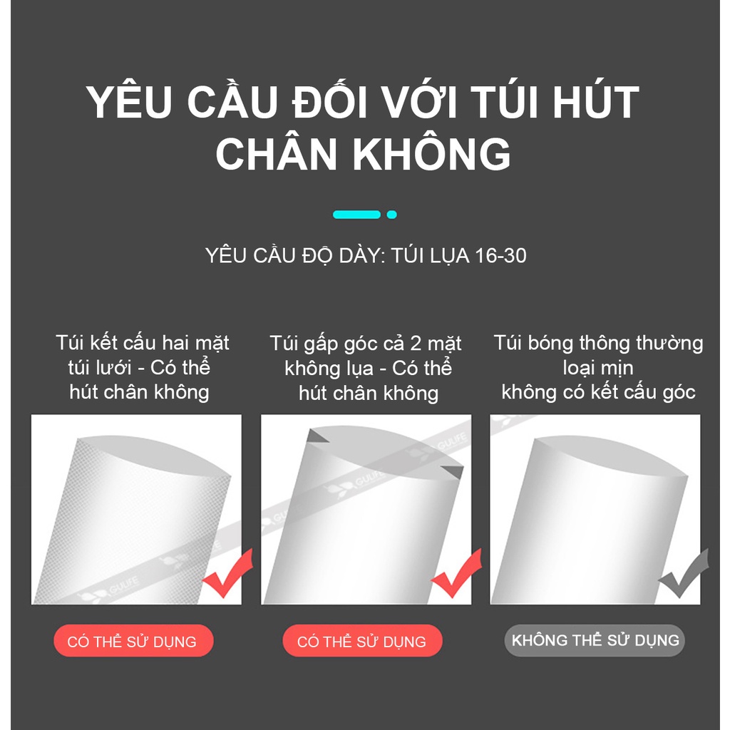 Máy Hút Chân không Thực Phẩm Đa Năng Kiêm Hàn Miệng Túi Gulife GLHC-600 - Công Suất Cao Gọn Tiện Lợi - Tặng 10 Túi Hút