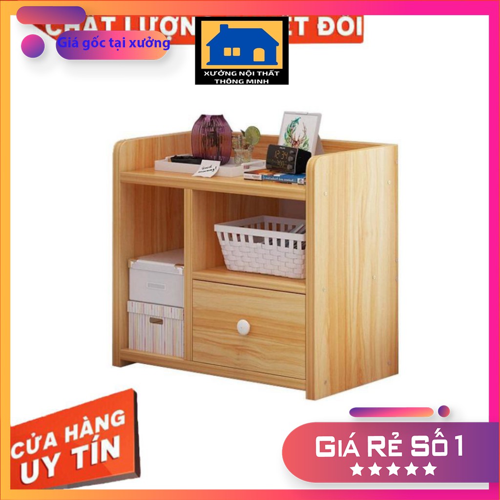 Tủ đầu giường trang trí phòng ngủ chất liệu gỗ công nghiệp phủ melamin bóng láng chống ẩm mốc