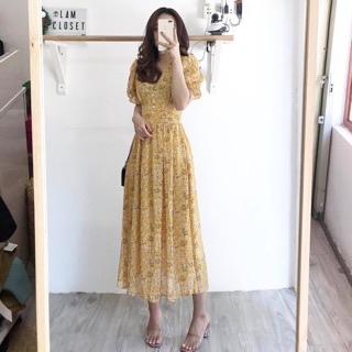 ĐẦM VÀNG HOA NÚT BỌC