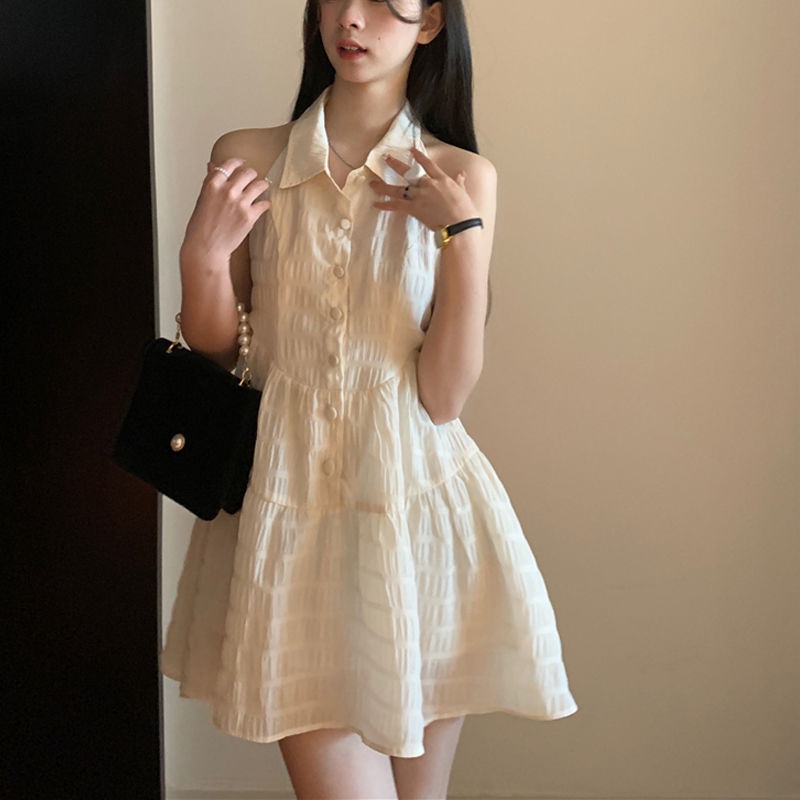 Váy Chiffon Không Tay, Cổ Polo, Kiểu Mới Dành Cho Nữ