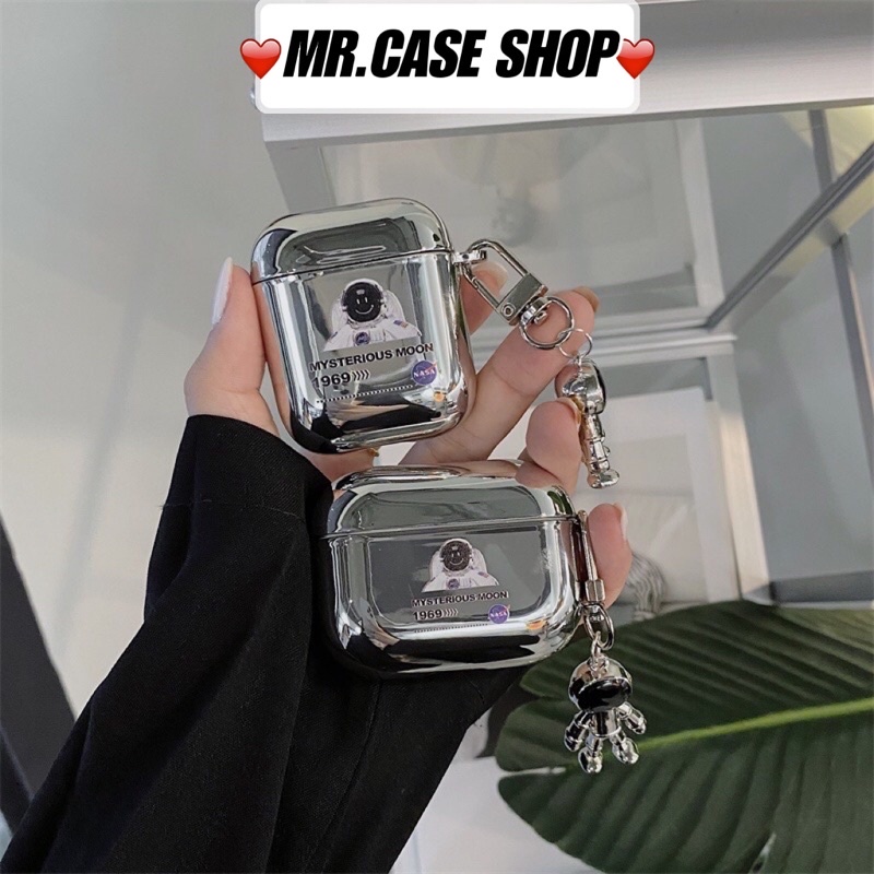 Case Airpods 1/2 /Pro Vỏ Ốp Tai Nghe Hình Phi Hành Gia Tráng Gương Kèm Móc khoá - Mr.Case AirPods