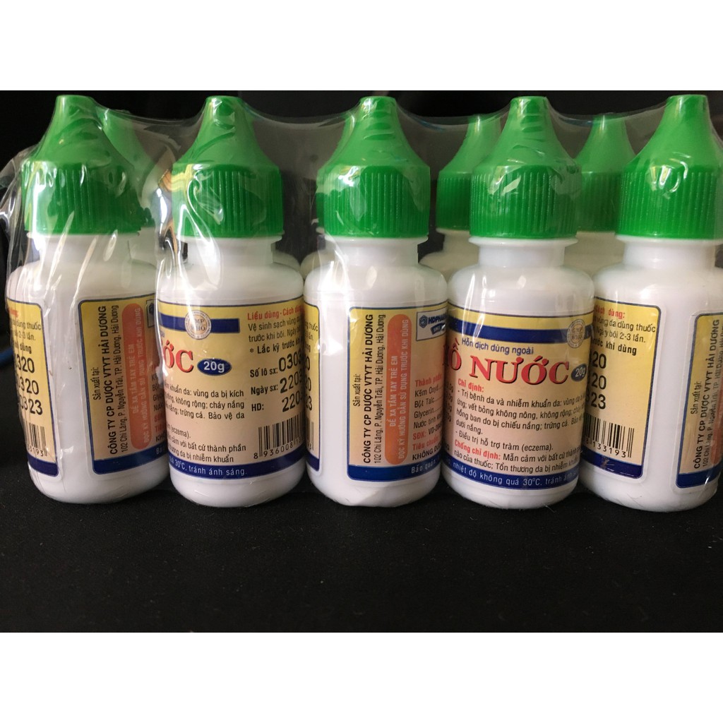 Combo bôi da bỏng do kiến ba khoang - Dung dịch hồ nước và nước xanh Methylen 1%