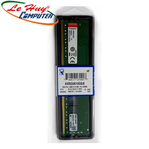 Ram máy tính Kingston DDR4 8GB Bus 2666Mhz (KVR26N19S8/8) Hàng Chính Hãng