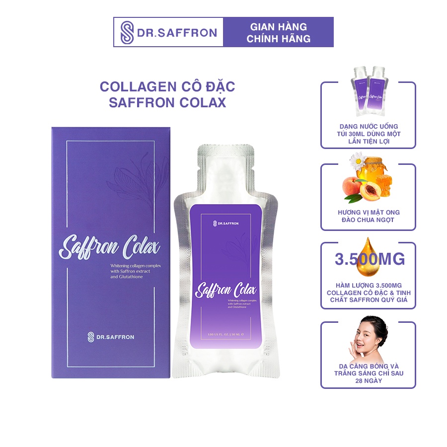 Nước Uống Collagen Saffron Colax Dr.Saffron vị Đào Cam Mật Ong (7 gói x 30ml)