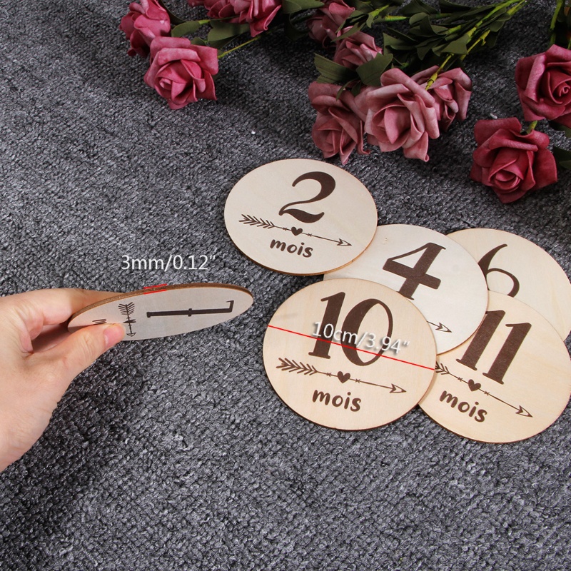 Set 6 Tấm Thẻ Đánh Dấu Cột Mốc Phát Triển Theo Tháng Làm Phụ Kiện Chụp Ảnh Cho Bé Sơ Sinh