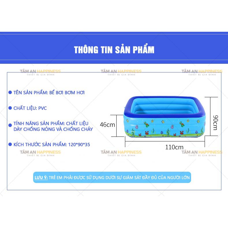 [3 Lớp Siêu Dày] Bể Bơi Phao Bơm Hơi Tại Nhà Chống Trượt An Toàn Cho Bé, Hàng Loại 1