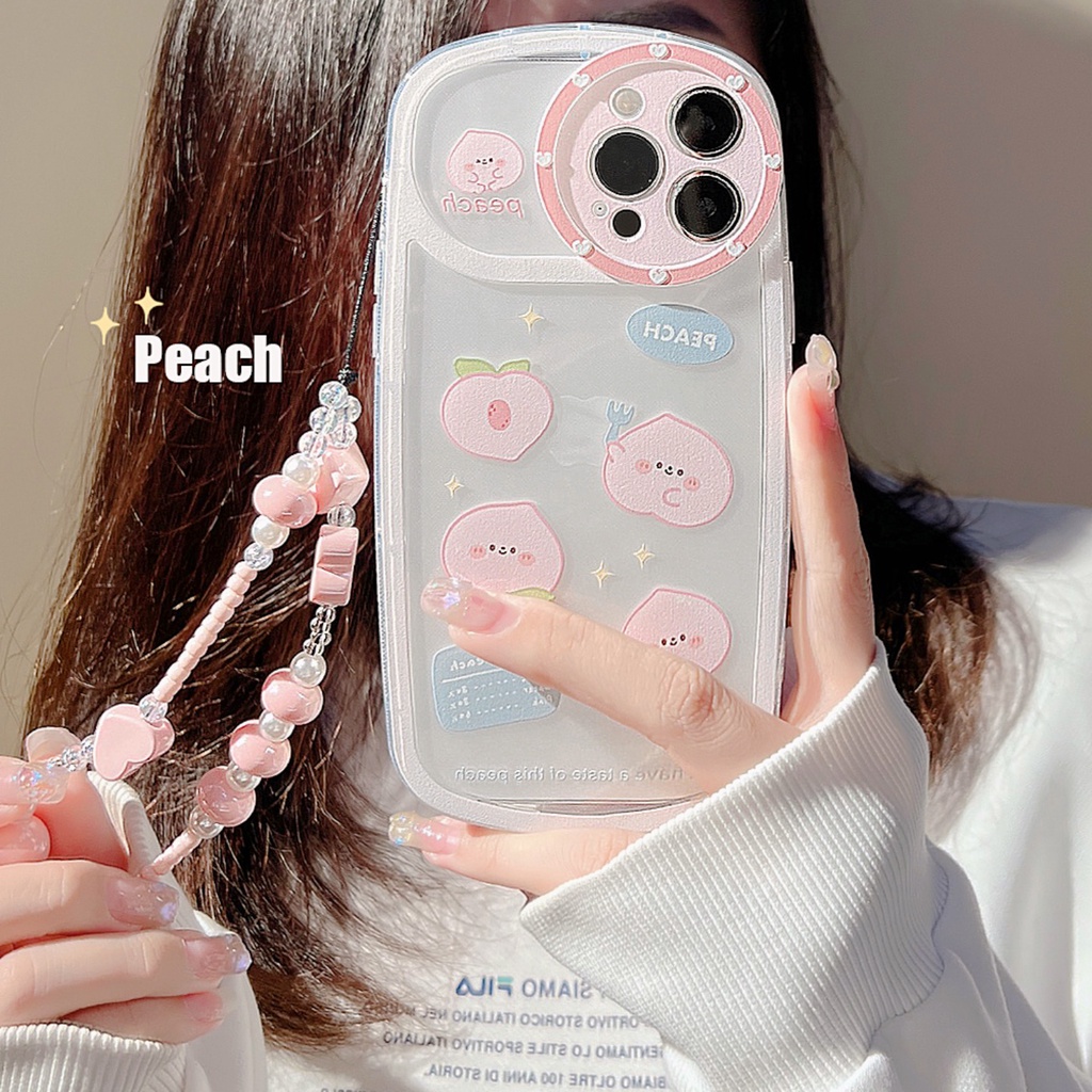 Ốp Điện Thoại Họa Tiết Trái Đào Kèm Dây Đeo Cho iPhone X XS XR XS max 13Proax 11 11 pro 11 pro max 12 12 12 pro 12 pro max