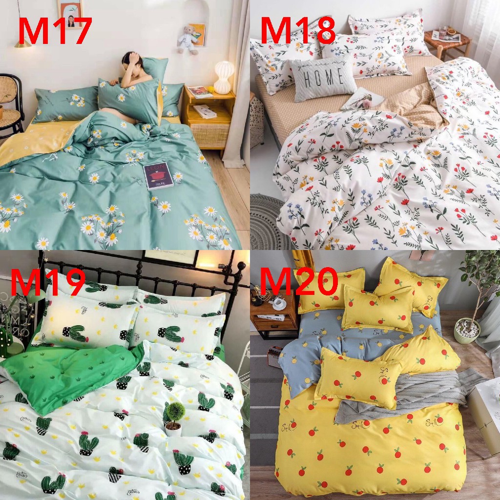 Trọn bộ 4 món vỏ chăn ga gối cotton poly nhập khẩu mềm mịn(chọn mẫu nhắn shop)