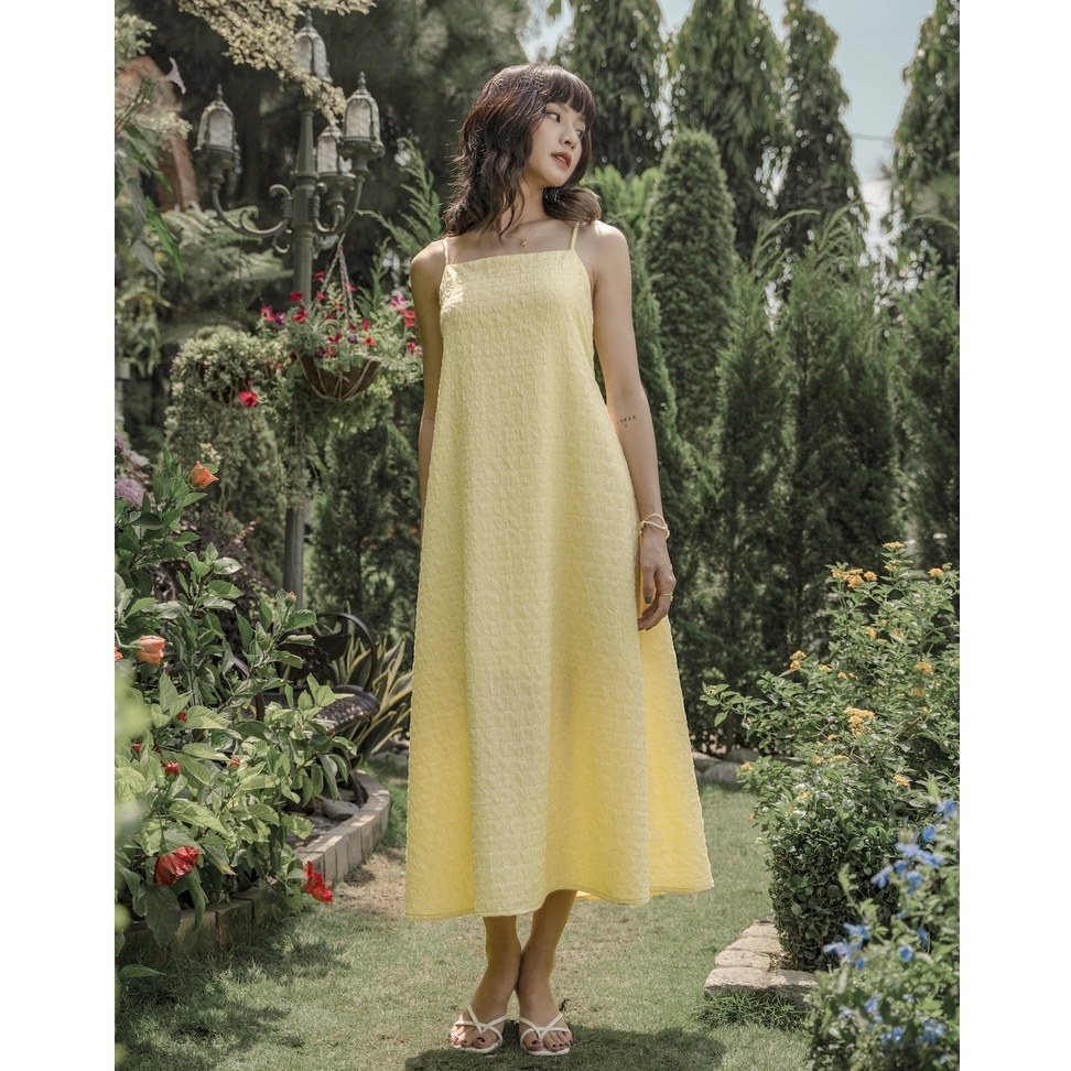Đầm vàng cột nơ lưng Bridgette Midi dress