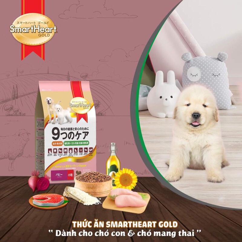 Thức Ăn Hạt Cho Chó Con Và Chó Mẹ  Smartheart Gold Puppy 1Kg