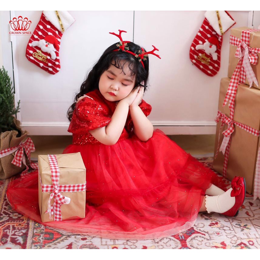 Váy Nhung Công Chúa Cho Bé Gái Crown Space Cao Cấp CKGS3802019 Size 14 - 28Kg