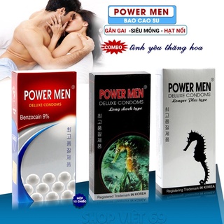 [Combo 3Hộp] Bao Cao Su Power Men Siêu Mỏng +Siêu Gân Gai+ Kéo Dài Thời Gian(Hộp 12c). Bcs Cao Cấp Chính Hãng 1OO% .