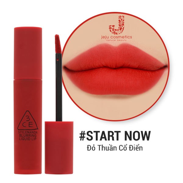 (AUTH, TEM HIDDEN TAG) Son 3CE Blurring Liquid Lip #Start Now - Đỏ Thuần Cổ Điển