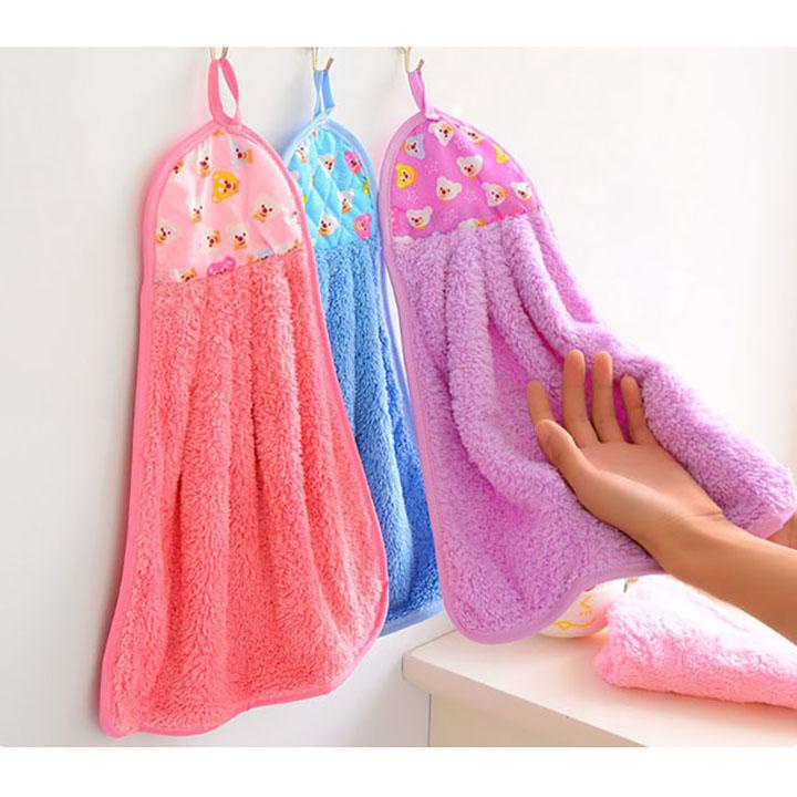 Khăn lau tay có móc treo, khăn đa năng dùng trong nhà bếp đa năng siêu thấm 100% cotton mềm mịn PGL